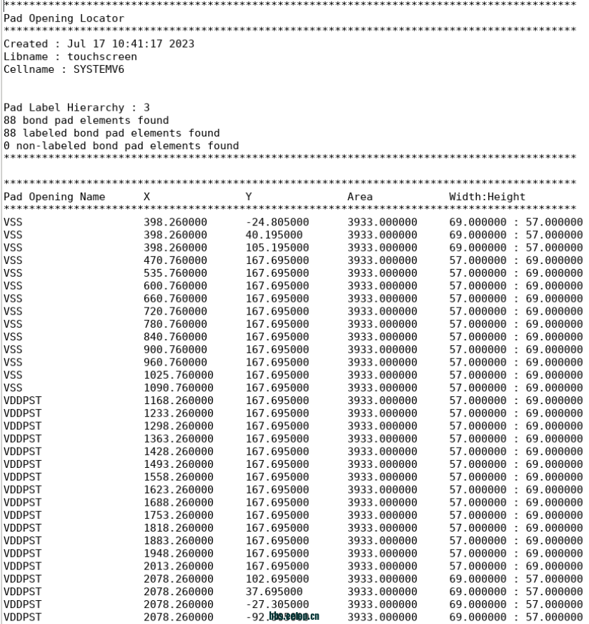 导出的坐标。PAD名称都变成VSS或者VDDPST了