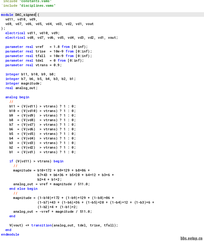 DAC的VerilogA代码